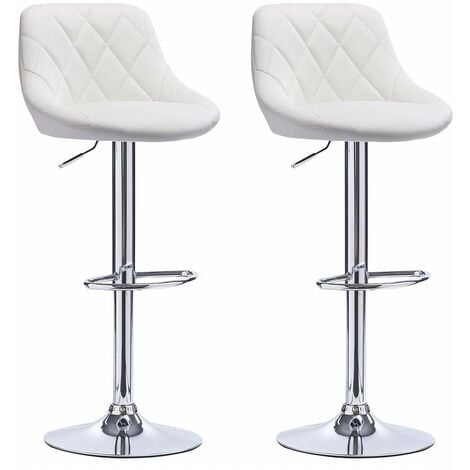 WOLTU 2 pcs bar stools chairs Breakfast Dining stools chairs for Kitchen Adjustable White