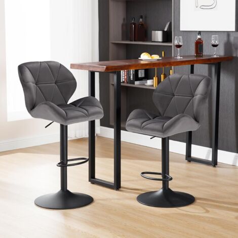 WOLTU 2 pcs bar stools High chairs Breakfast Dining stools for Kitchen Counter Dark Grey