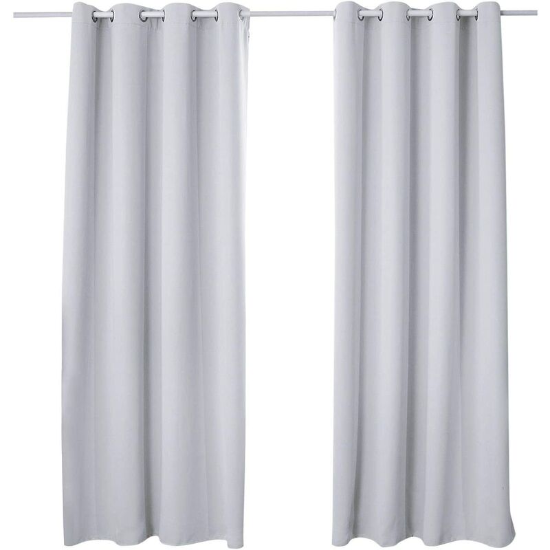 Woltu - Lot de 2 Rideaux occultant à Oeillets, Rideau Isolant intérieur 135x225cm, Gris Blanc VH5878ws-2
