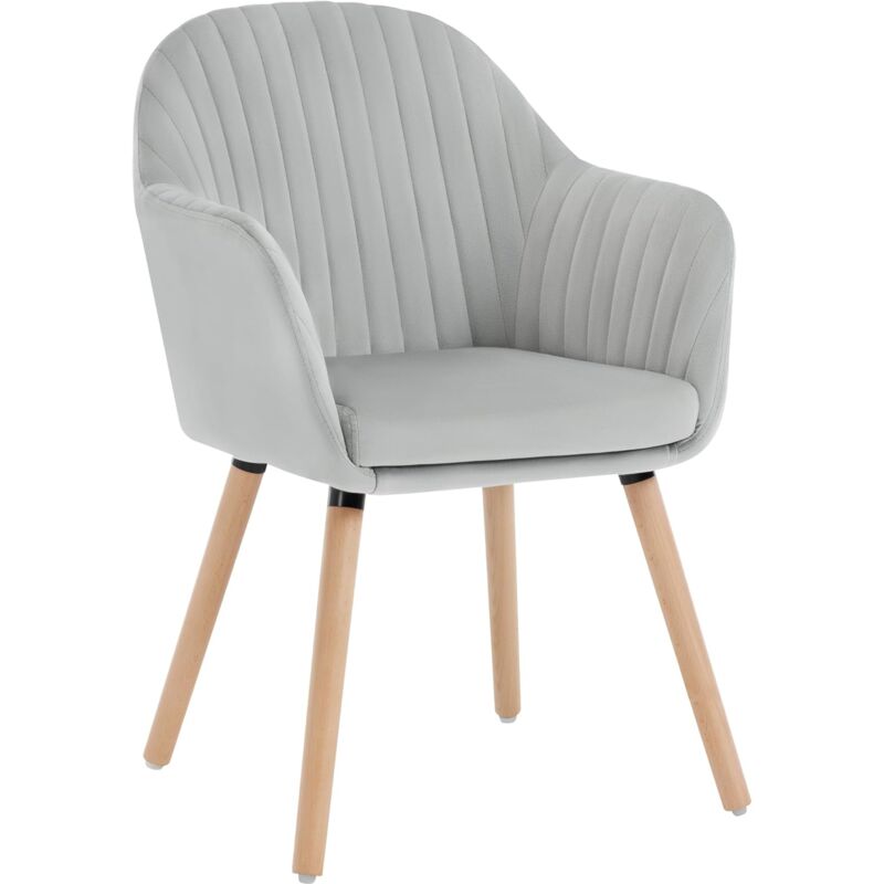 Woltu - Chaises de Salle à Manger Chaises de réception en Velours et Bois Massif, Gris Clair