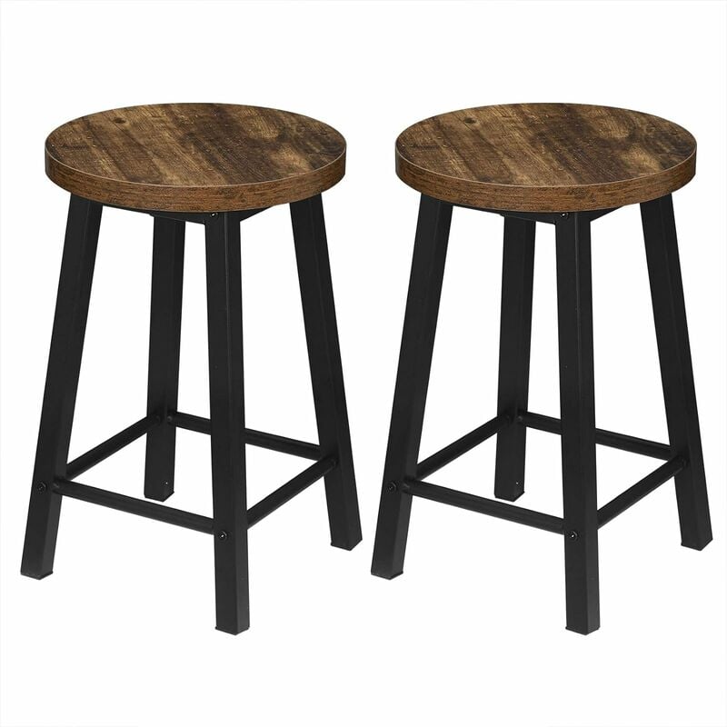 Woltu - 2 x Chaises de Salle à Manger en métal et aggloméré, 30x30x45cm (LxLxH), Chaises de Cuisine , tabourets pour la Maison et Le Salon, Bois