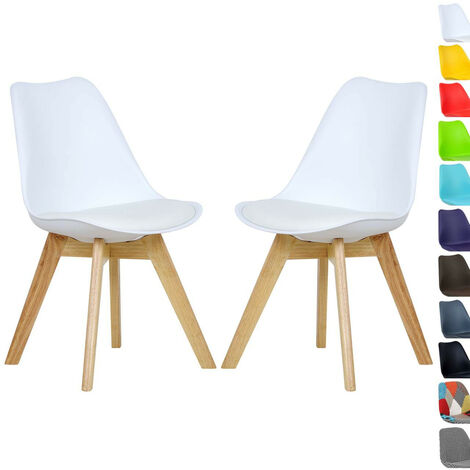 WOLTU 2 x Esszimmerstühle 2er Set Esszimmerstuhl Design Stuhl Küchenstuhl Holz, Weiß