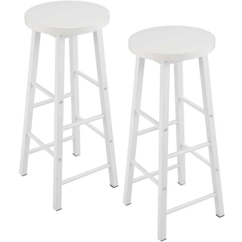 Woltu - 2 x Tabourets de Bar en mdf + Acier, Tabouret de Bistrot 30 x 30 x 71 cm, Blanc