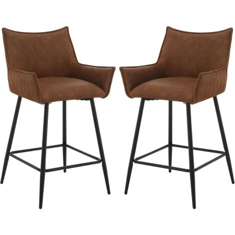 WOLTU 2er Set Barhocker für Küche, Barhocker, Samt Barstühle mit Armlehne, gepolsterte Rückenlehne, Polsterhocker für Küche, Restaurant, Kneipe, Braun