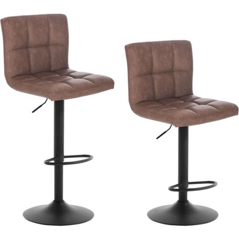 WOLTU 2pz Sgabelli da Bar Ecopelle Vintage Sedia per Cucina Girevole Regolabile Marrone