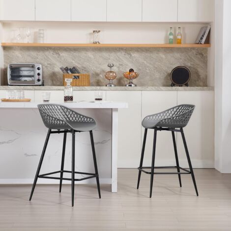 WOLTU 2x Bar Stools Breakfast Counter Chairs Bar Chairs Modern Stools for Kitchen Home Bar, Grey
