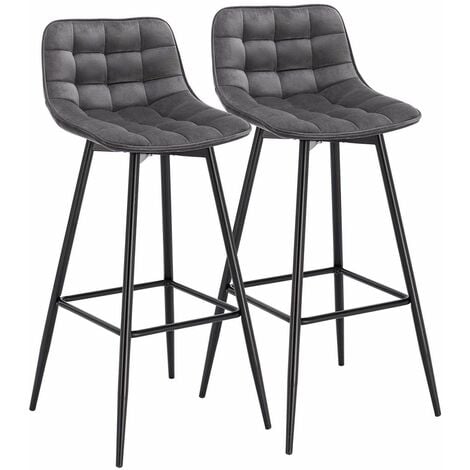 WOLTU bar stools Breakfast Home Kitchen Pub barstools Velvet Metall Bar chairs Dark Grey