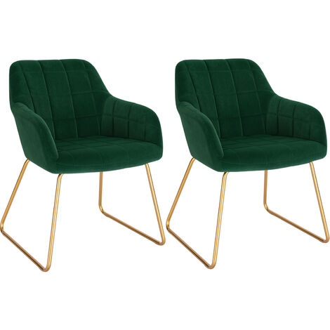 Ensemble de 2 fauteuils élégants avec cadre en or et siège en velours différentes couleurs