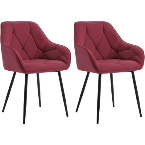 WOLTU 2x Dining Chairs, Velvet Dining Chairs with Backrest Dining Room Chairs, Burgundy