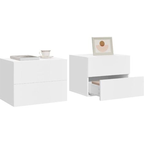WOLTU 2x Mesitas de Noche para Dormitorio, Mesitas de Noche Colgantes Blanco 40x30x30 cm