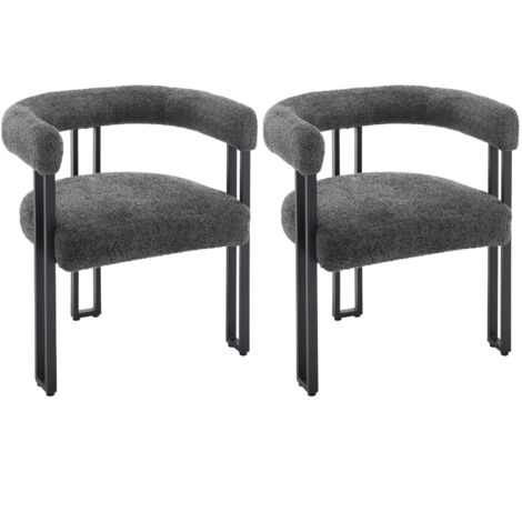 WOLTU 2x Sedie da Pranzo Sedie da Cucina con Gambe in Metallo per Sala da Pranzo, Ciniglia, Grigio Scuro