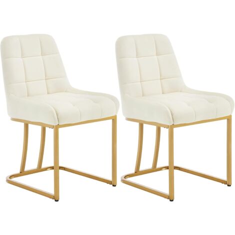 WOLTU 2x Sillas Modernas de Terciopelo para Comedor, Salón, Cocina, Asiento, Crema