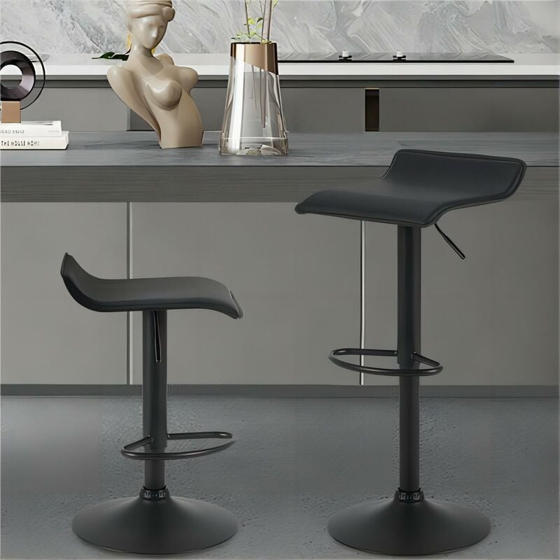 Woltu - Lot de 2 Tabourets de bar Chaise de Bar réglable en Hauteur, Rotatif à 360 Dégrées, Noir