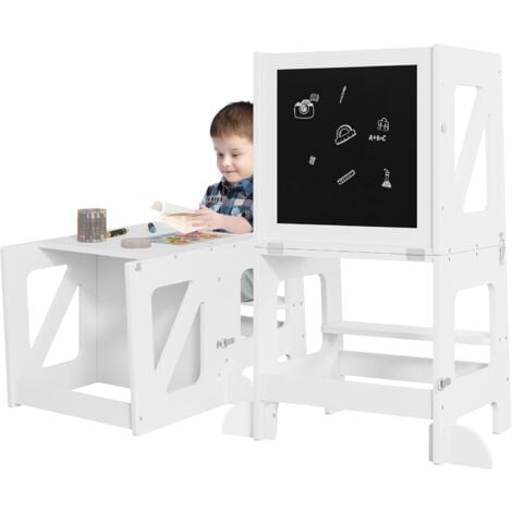 WOLTU 3 in 1 Learning Tower Toddler Step Stool with Blackboard for Babies Over 12 Months, White