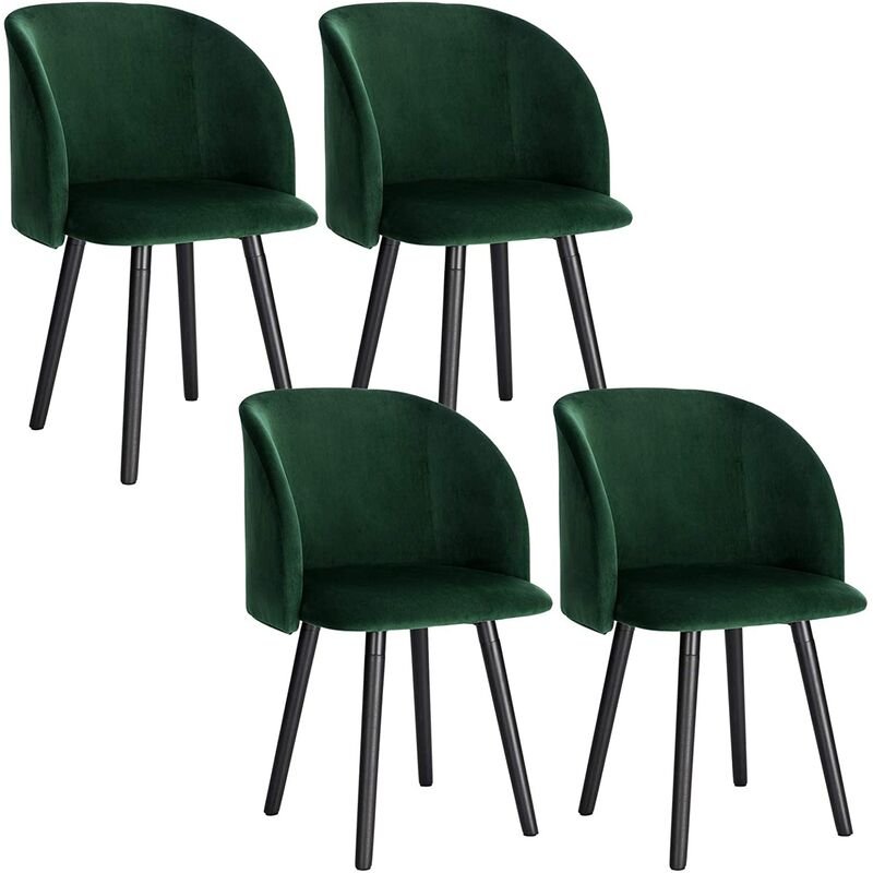 lot de 4 chaise de cuisine en velours. fauteuil de repas salle à manger.scandinave. vert foncé - vert foncé - woltu