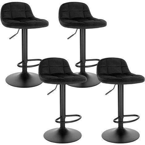 Ensemble de 4 tabourets élégants avec cadre noir opaque et siège de velours différentes couleurs