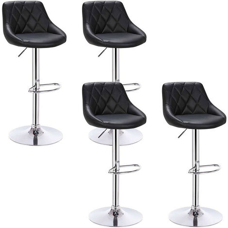 WOLTU 4er Set Barhocker Bistrohocker Tresenhocker Barstuhl aus Kunstleder Höhenverstellbar schwarz