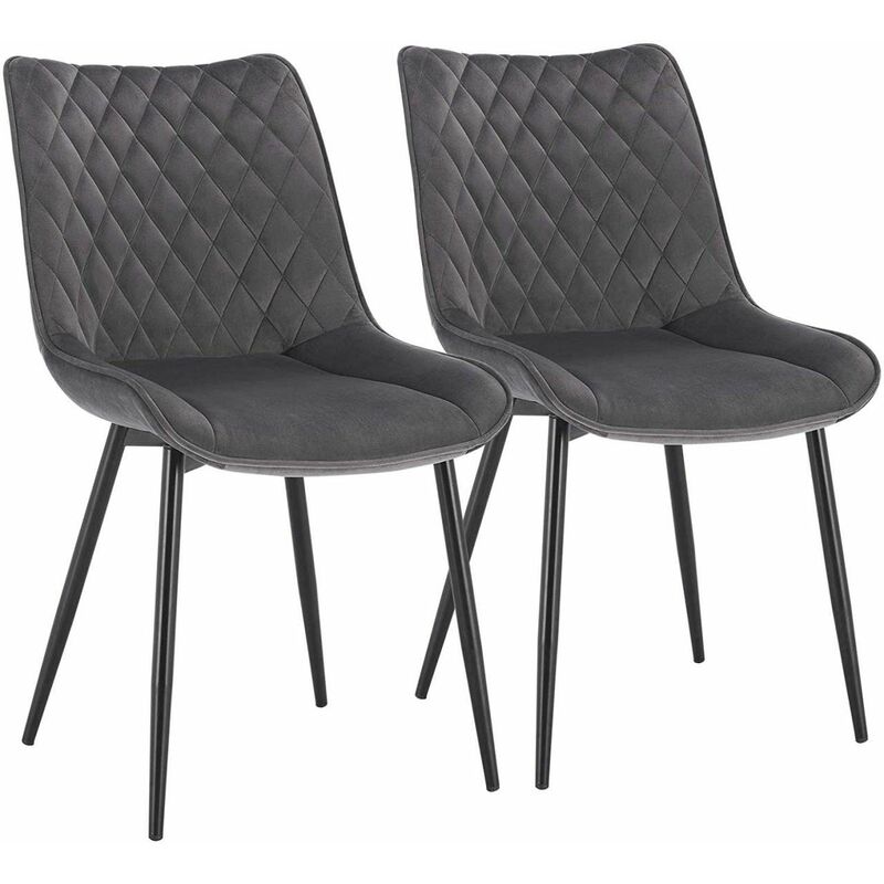 Woltu - 2x dining chairs Kitchen Counter chairs Lounge Leisure Living Room Dark Grey