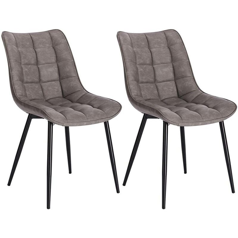 Woltu - 2Pcs dining chairs Living Room chairs Faux Leather with Padded Seat chairs Dark Grey