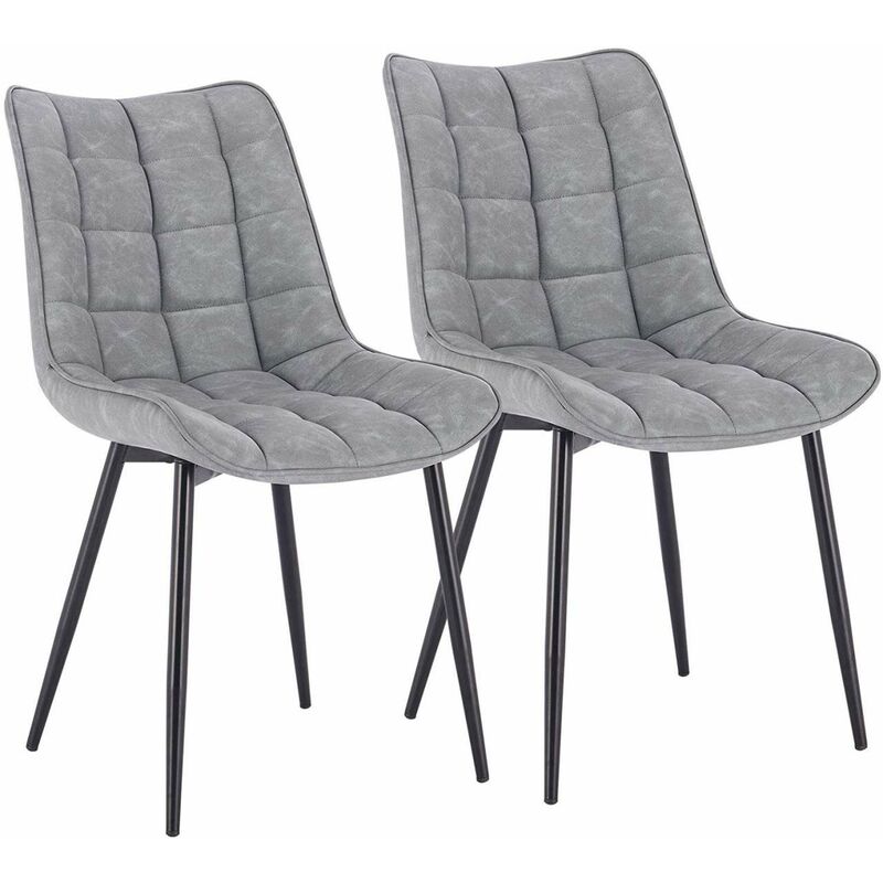 Woltu - 2Pcs dining chairs Living Room chairs Faux Leather with Padded Seat chairs Grey