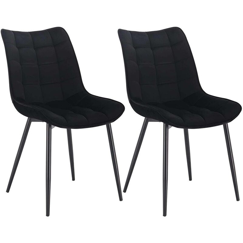 Woltu - 2 x Velvet dining chairs Metal Legs Office Kitchen Living Room Lounge chairs Black