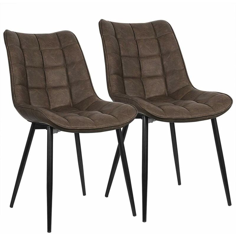 Woltu - 2Pcs dining chairs Living Room chairs Faux Leather with Padded Seat chairs Brown