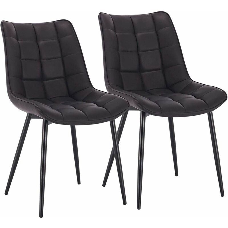 Woltu - 2Pcs dining chairs Living Room chairs Faux Leather with Padded Seat chairs Anthracite