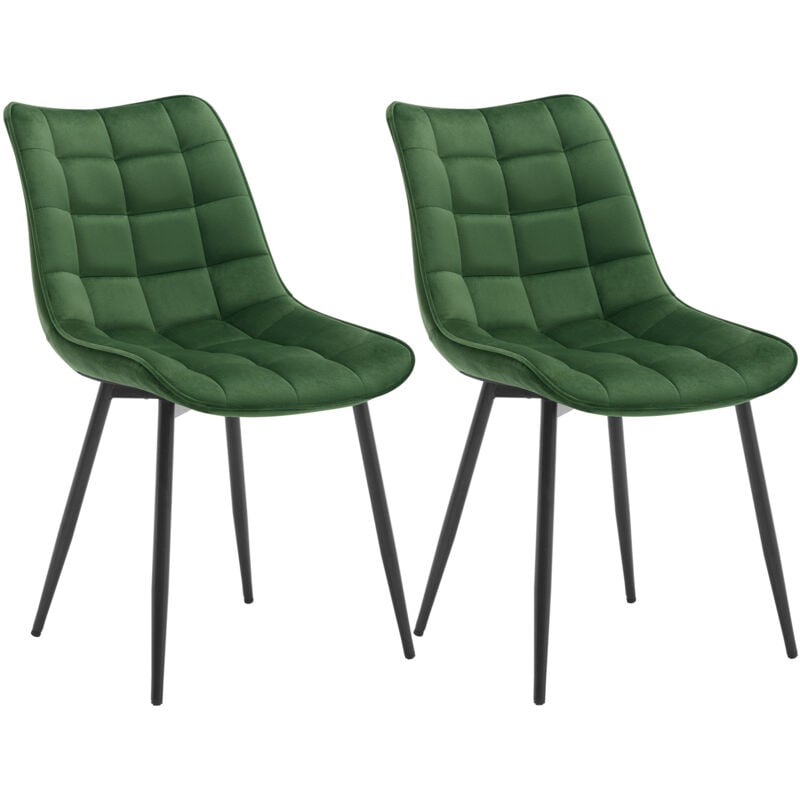 WOLTU 2 x Velvet dining chairs Metal Legs Office Kitchen Living Room Lounge chairs Dark Green