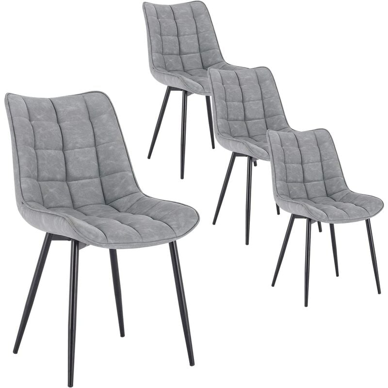 Woltu - 4Pcs dining chairs Living Room chairs Faux Leather with Padded Seat chairs Grey