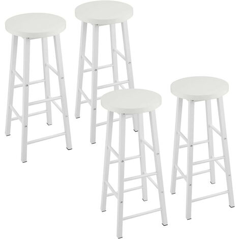 WOLTU 4X Barhocker Bistrohocker Tresenhocker Barstuhl, Gestell aus stabilem Stahl, Stizfläche aus MDF, Weiß