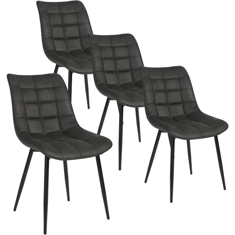 Woltu - Lot de 4 Chaises de Salle à Manger Chaise de Cuisine, Assise rembourrée en Tissu Scientifique épais, Pieds en métal, Anthracite