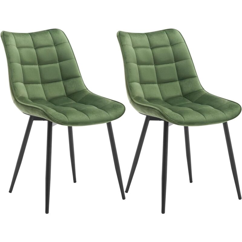 Lot de 2 Chaises de salle à manger WOLTU, Chaise de cuisine, Siège en velours, Pieds en métal, Vert