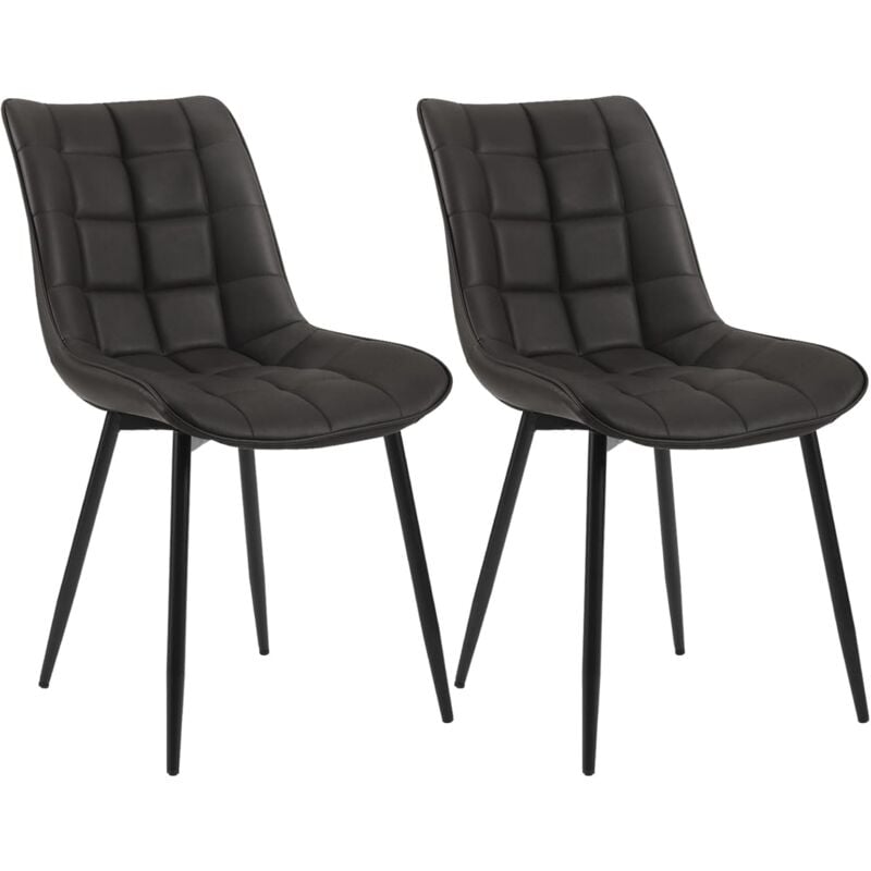 Lot de 2 Chaises de salle à manger Woltu siège en Similicuir, Chaises de Cusine, pieds en métal, Anthracite
