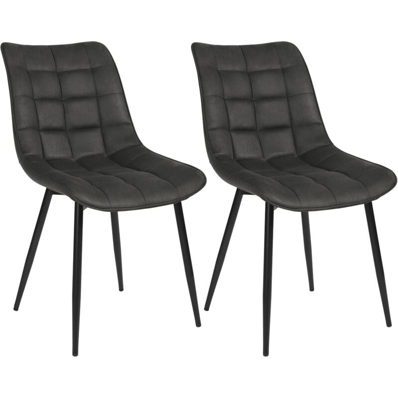 Woltu - Lot de 2 Chaises de salle à manger siège en tissu scientifique, Chaises de cusine, pieds en métal, Noir