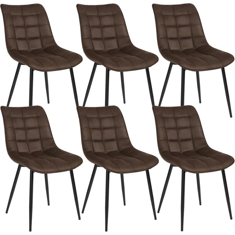 Woltu - Lot de 6 Chaises de Salle à Manger Chaises de Cuisine Assise rembourrée en Tissu Scientifique Pieds en métal Stable, Brun Foncé