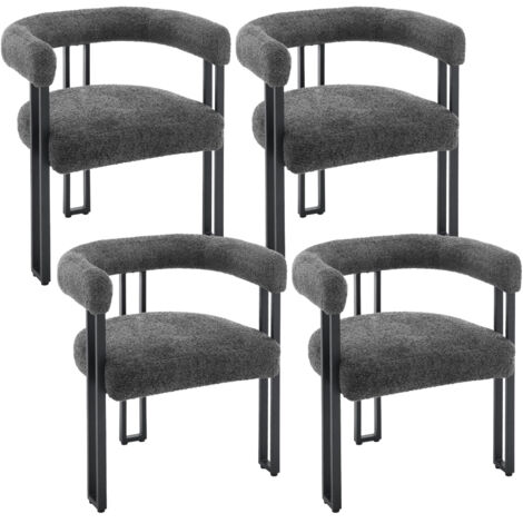 WOLTU 4x Sedie da Pranzo Sedie da Cucina con Gambe in Metallo per Sala da Pranzo, Ciniglia, Grigio Scuro