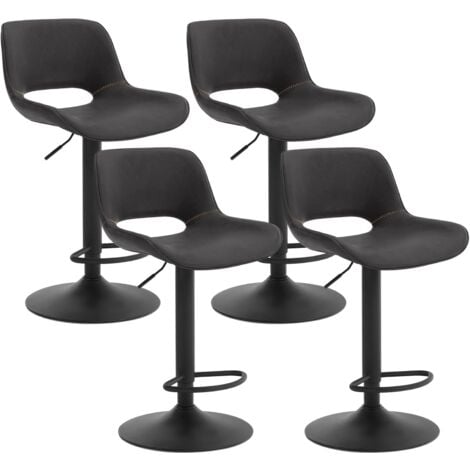 WOLTU 4x Sgabelli da Cucina. Sgabelli Girevoli e Regolabili in Altezza con Poggiapiedi. Sgabelli Alti Rivestiti in Similpelle con Schienale per Bar. Cucina e Caffetteria.Antracite