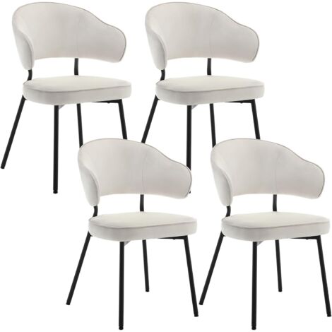 WOLTU 4x Silla de Comedor Silla de Cocina Tapizada en Terciopelo Silla Acolchada Especial para Sala de Estar y Restaurante Blanco