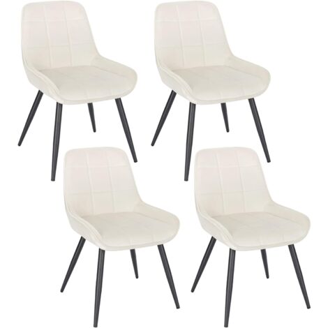 WOLTU 4X Sillas de Comedor Silla Ergonómica con Respaldo Silla de Terciopelo en Estructura Metal Sillas para Dormitorio Salón Comedor y Cocina Crema