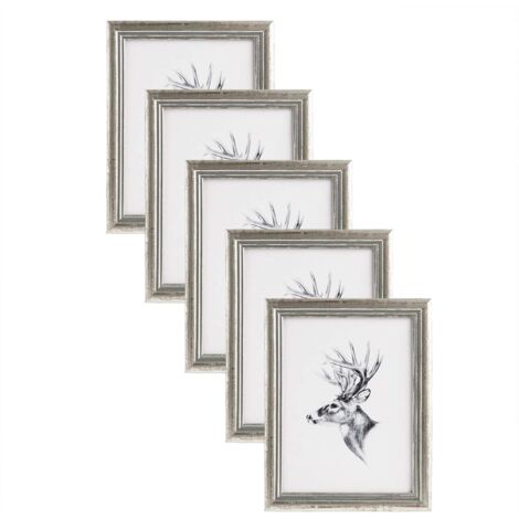 WOLTU 5x Cornice Foto da tavolo da muro 13x18cm, Argento