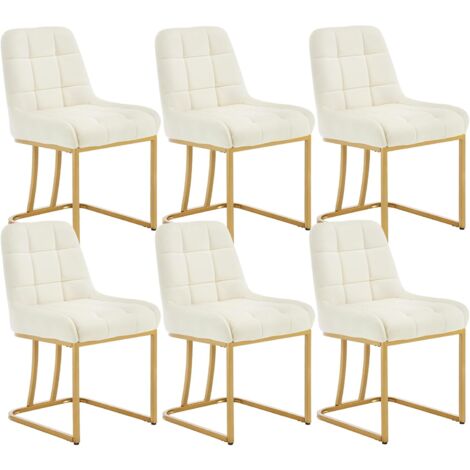WOLTU 6x Sillas Modernas de Terciopelo Comedor Salón Cocina Asiento, Crema
