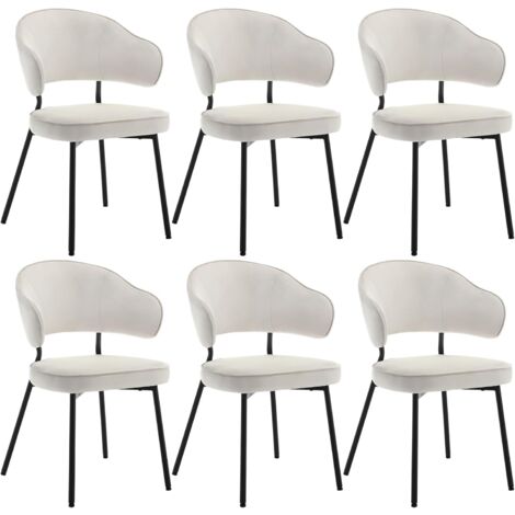 WOLTU 6x Wohnzimmerstuhl Esszimmerstuhl Sitzfläche aus Samt Küchenstuhl Metallbeine für Schminktisch Wohnzimmer Schlafzimmer Küche Creme