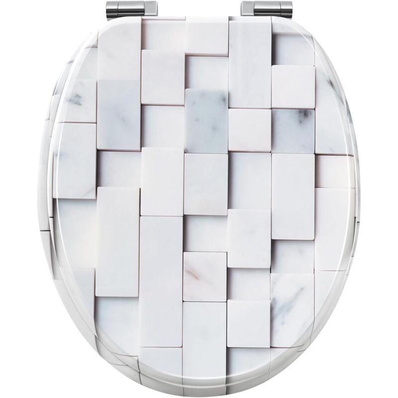 Woltu - Abattant wc, Cuvette Toilette, Abattant wc avec Frein de Chute, en mdf, Motif de Mosaïque