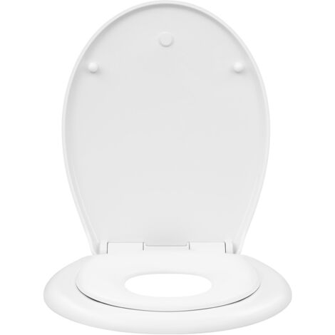 WOLTU Abattant WC en plastique avec siège intégré de l'enfant, Couvercle de toilette Softclose, Charnière inoxyble, Blanc