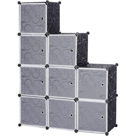 Woltu – Armoire enfant en plastique 111x37x111 cm – 9 cubes de rangement – Acier de haute qualité avec connecteurs ABS – Installation DIY facile
