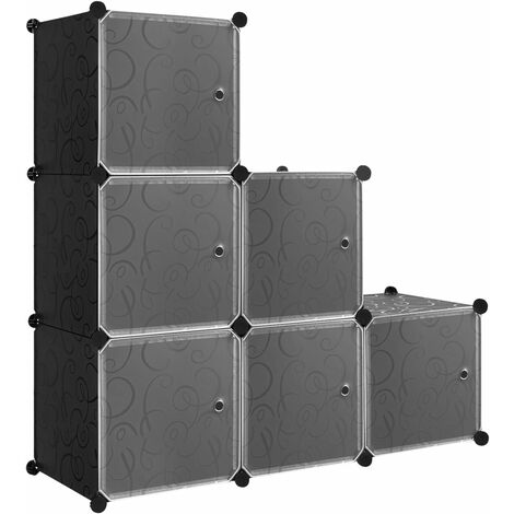 Woltu – Armoire de rangement modulable 6 casiers – Panneaux plastiques étanches – Dimensions 35 x 35 x 35 cm – Capacité 10 kg par cube