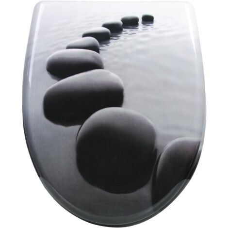 WOLTU  Asiento de inodoro con descenso automático Forma de O, Gris