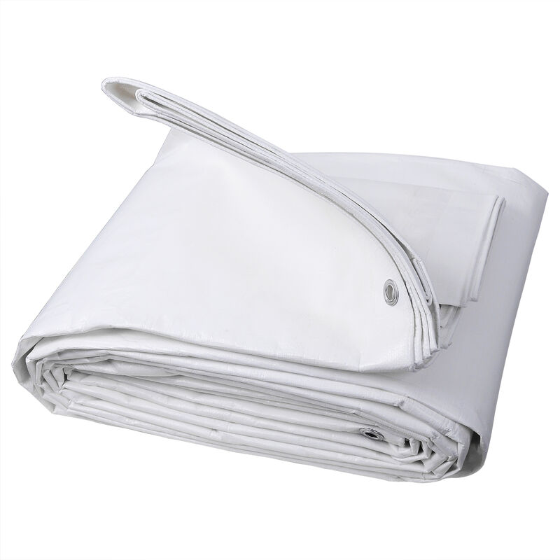 Bâche de protection en polyéthylène. Bâche d'extérieur. Couverture de bateau.180g/m2. 6x8 m. Blanc - Woltu