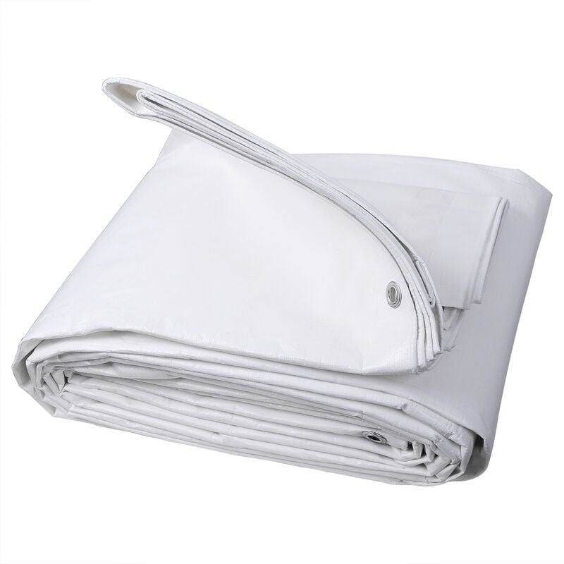 Woltu - Bâche de protection en polyéthylène Bâche d'extérieur, Couverture de bateau, 180g/m2, 6x8 m, Blanc