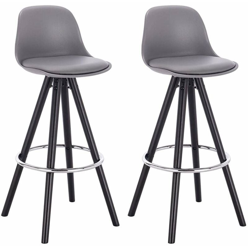 Bar stools chairs Set of 2pcs barstools Breakfast Kitchen Counter Wood Leg Grey - Woltu